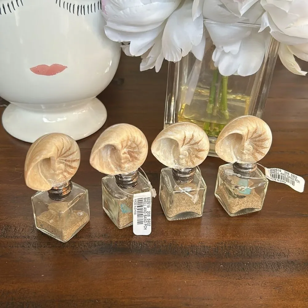 Pottery Barn Shell and Sand Place holders set of 4 NWT